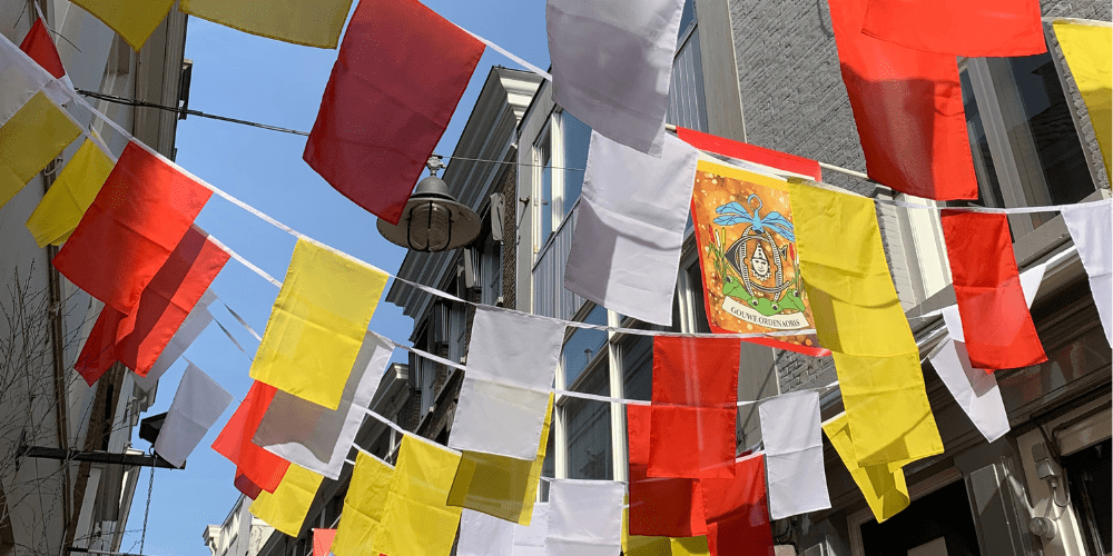 Oeteldonk coloured flags in the city centre